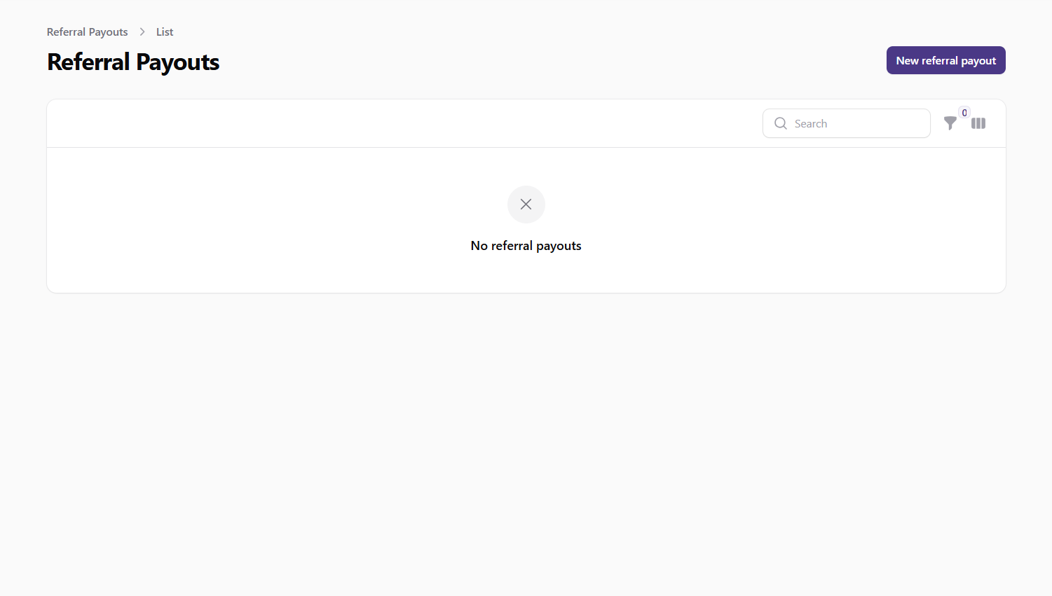 Referral Payouts List